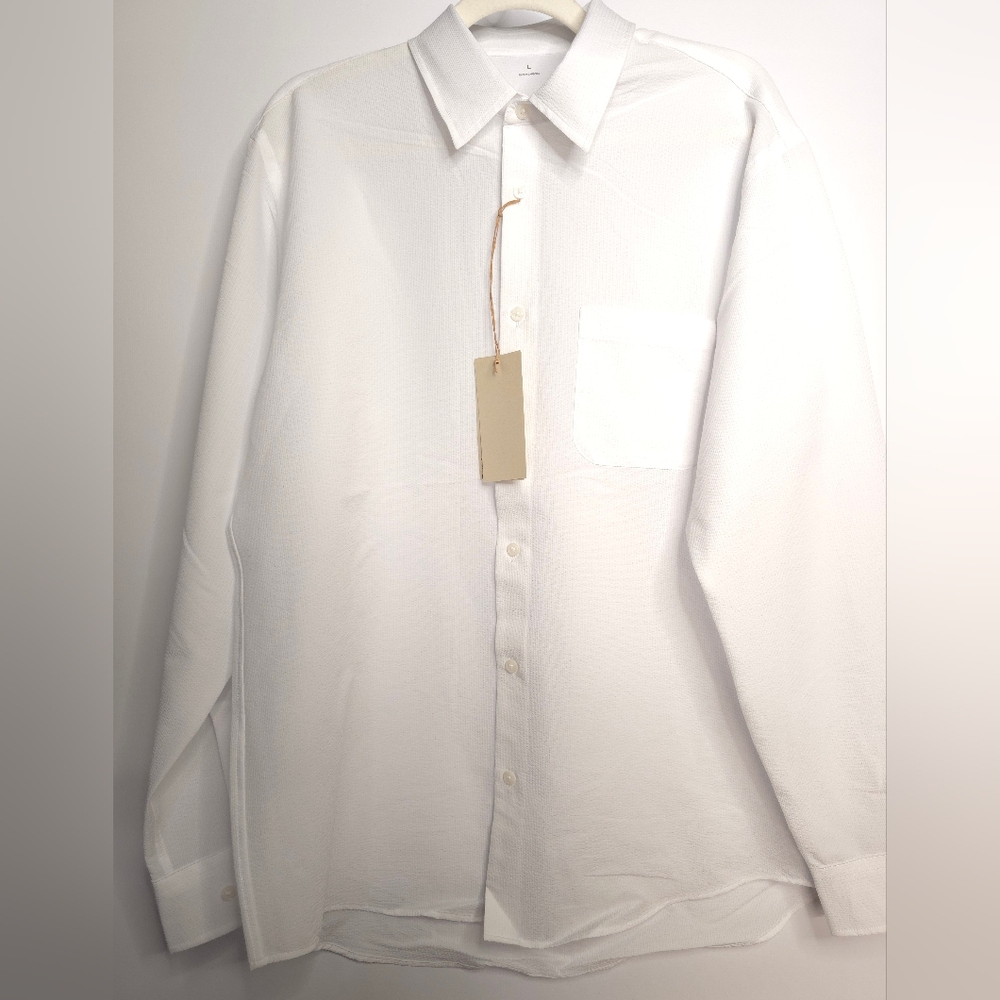 Muji mens long sleeve button down shirt breathable fabric